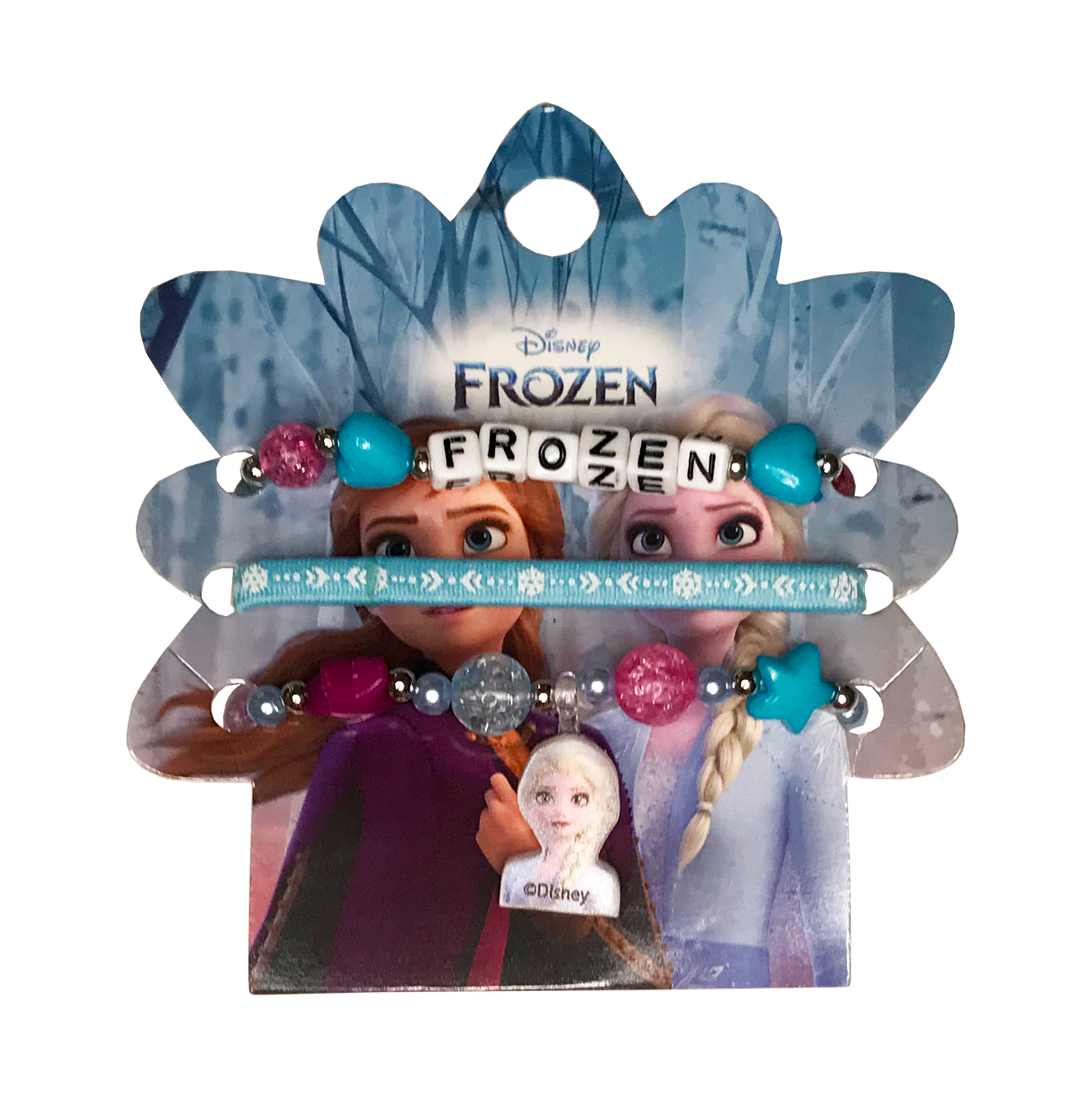 Conjunto de pulseras Frozen con cuentas y dije de Elsa