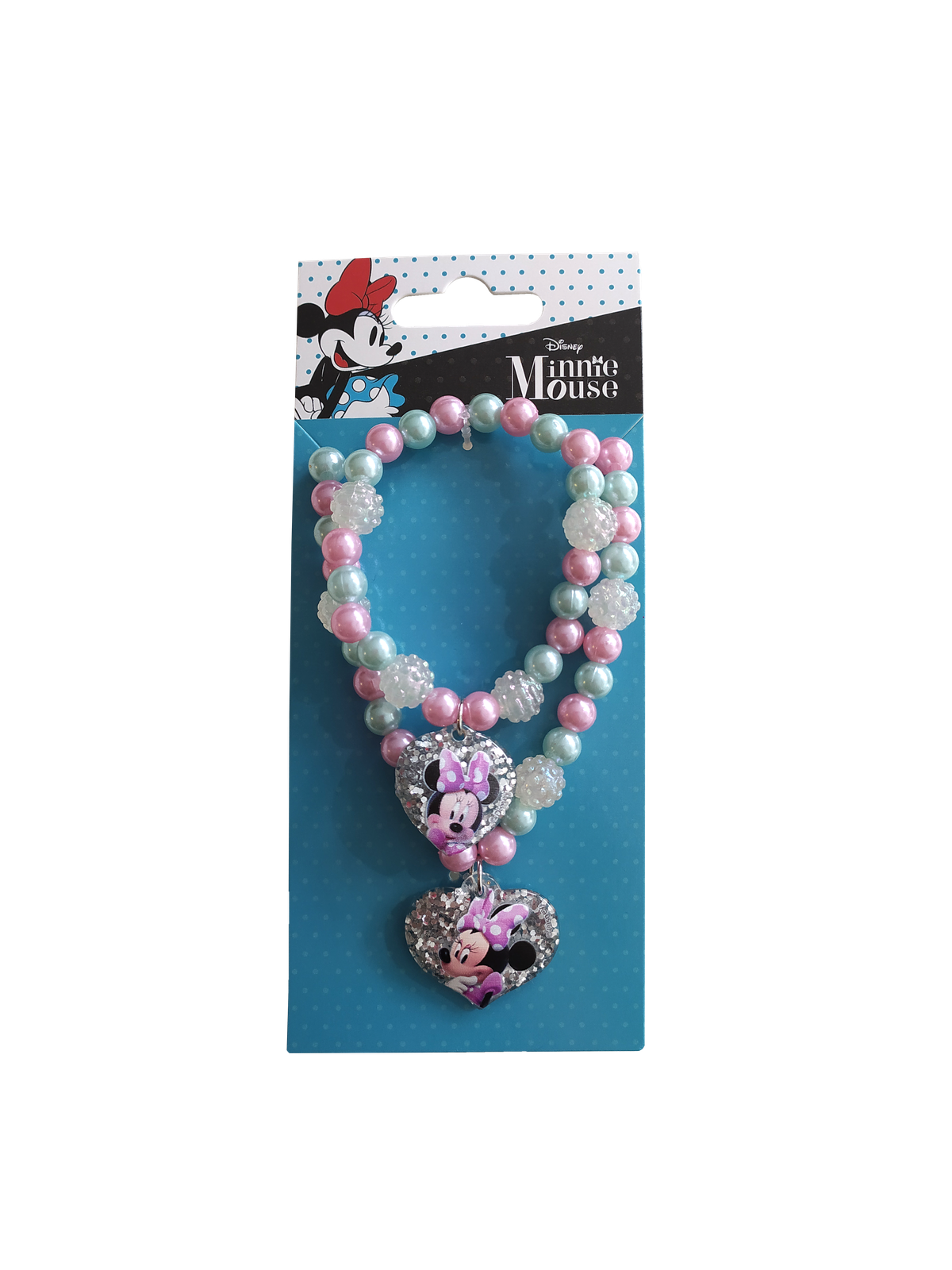 Conjunto de collar y pulsera de cuentas con dijes Minnie Mouse